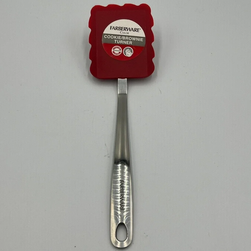 Farberware Cookie Brownie Turner Kitchen Spatula Red Silver Brand New Silicone